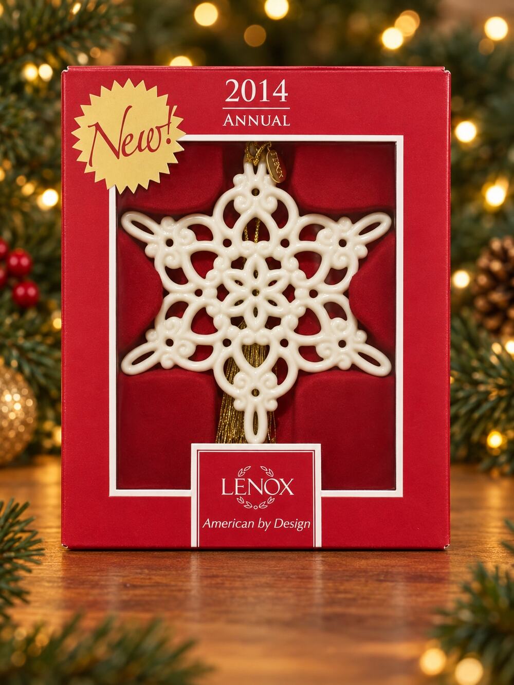 Lenox 2014 Annual Snow Fantasies Snowflake Ornament 4 Inch Ivory With Box